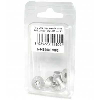 Viti a Brugola DIN7991 UNI5933 Inox A2 a testa svasata piana 8x16mm 4pz N44590007882
