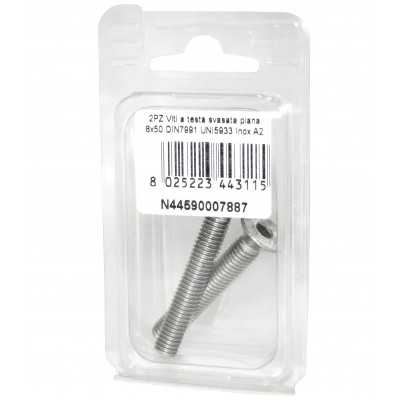 Viti a Brugola DIN7991 UNI5933 Inox A2 a testa svasata piana 8x50mm 2pz N44590007887