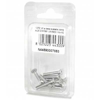 Viti a Brugola DIN7991 UNI5933 Inox A2 a testa svasata piana 4x25mm 10pz N44590007853