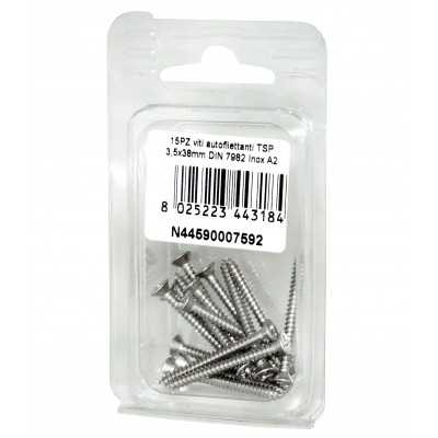 Viti autofilettanti a testa svasata piana DIN7982 Inox A2 3,5x38mm 15pz N44590007592