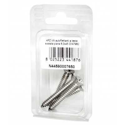 Viti autofilettanti a testa svasata piana DIN7982 Inox A2 6,3x45mm 4pz N44590007650
