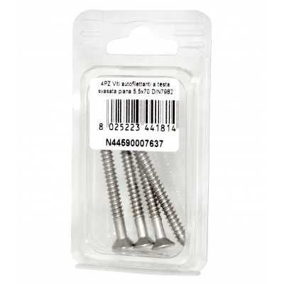 Viti autofilettanti a testa svasata piana DIN7982 Inox A2 5,5x70mm 4pz N44590007637