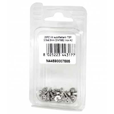 Viti autofilettanti a testa svasata piana DIN7982 Inox A2 3,5x9,5mm 25pz N44590007585