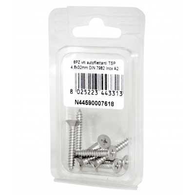 Viti autofilettanti a testa svasata piana DIN7982 Inox A2 4,8x32mm 8pz N44590007618