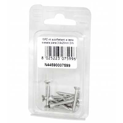 Viti autofilettanti a testa svasata piana DIN7982 Inox A2 3,9x25mm 15pz N44590007599