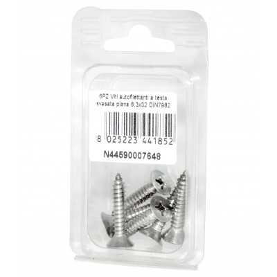 Viti autofilettanti a testa svasata piana DIN7982 Inox A2 6,3x32mm 6pz N44590007648
