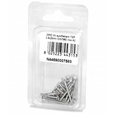 Viti autofilettanti a testa svasata piana DIN7982 Inox A2 2,9x25mm 25pz N44590007583