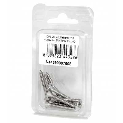 Viti autofilettanti a testa svasata piana DIN7982 Inox A2 4,2x32mm 10pz N44590007608
