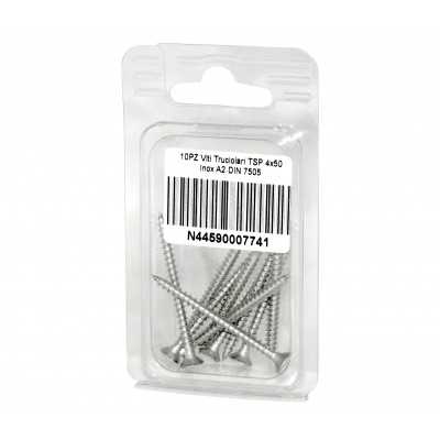 Viti Truciolari a testa svasata piana Inox A2 DIN7505 4x50mm 10pz N44590007741