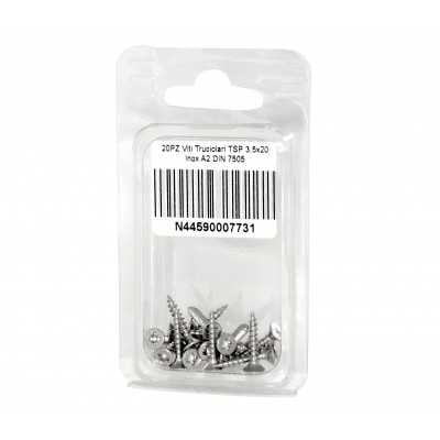 Viti Truciolari a testa svasata piana Inox A2 DIN7505 3,5x20mm 20pz N44590007731