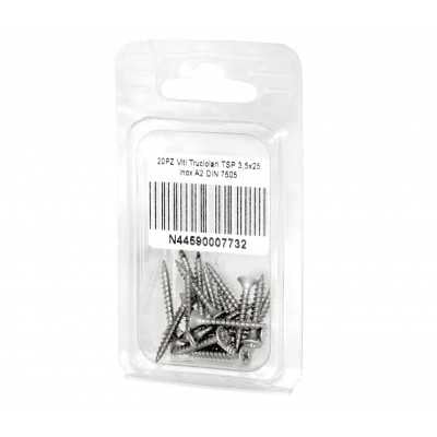 Viti Truciolari a testa svasata piana Inox A2 DIN7505 3,5x25mm 20pz N44590007732