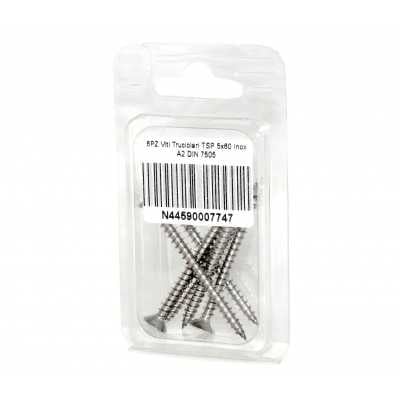 Viti Truciolari a testa svasata piana Inox A2 DIN7505 5x60mm 6pz N44590007747