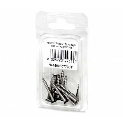 Viti Truciolari a testa svasata piana Inox A2 DIN7505 4x30mm 15pz N44590007738T