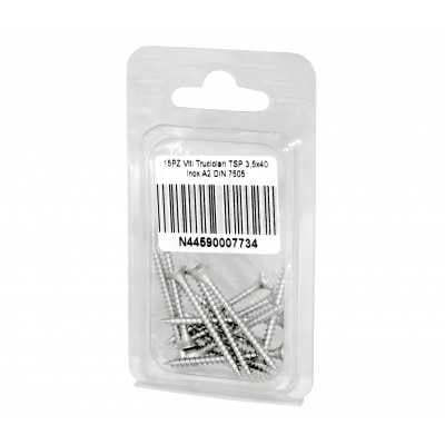 Viti Truciolari a testa svasata piana Inox A2 DIN7505 3,5x40mm 15pz N44590007734