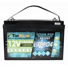 Batteria al Litio LiFePO4 12v 100Ah TopSolar ITALIA 12,8V 1280Wh BMS Smart integrato N51120050948 (60Giorni)-43%