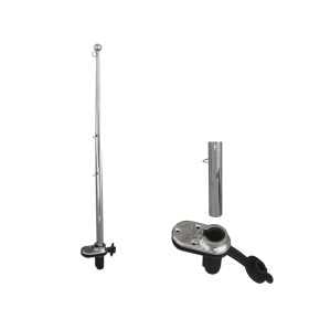 Stainless steel flagpole 60cm Ø19mm with 3 rope eyelets + base N30112502142