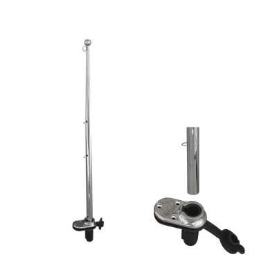 Asta portabandiera inox con 3 occhielli passacima 60cm Ø19mm con base N30112502142-0%