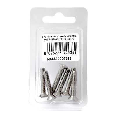 Viti a testa svasata con calotta DIN 964 UNI 6110 Inox A2 6x30mm 6Pz N44590007969