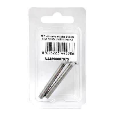 Viti a testa svasata con calotta DIN 964 UNI 6110 Inox A2 6x50mm 2Pz N44590007973