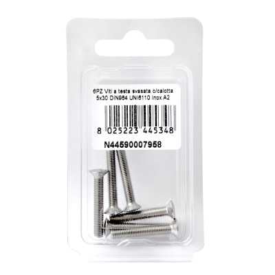 Viti a testa svasata con calotta DIN 964 UNI 6110 Inox A2 5x30mm 6Pz N44590007958