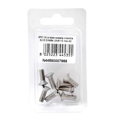 Viti a testa svasata con calotta DIN 964 UNI 6110 Inox A2 6x16mm 8Pz N44590007966