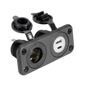 Presa accendisigari nera 12/24V 5V 4.8A con doppia USB-A + USB-C OS1451606-18%