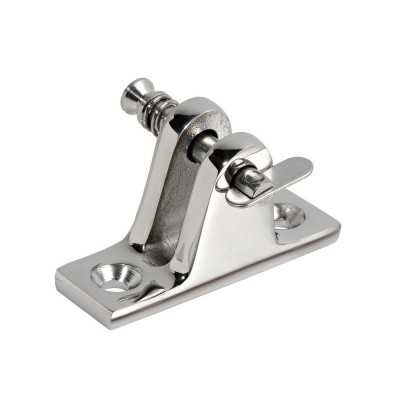 Supporto Tendalino a forcella inclinata Inox con perno sfiabile per tubi Ø20mm-5%