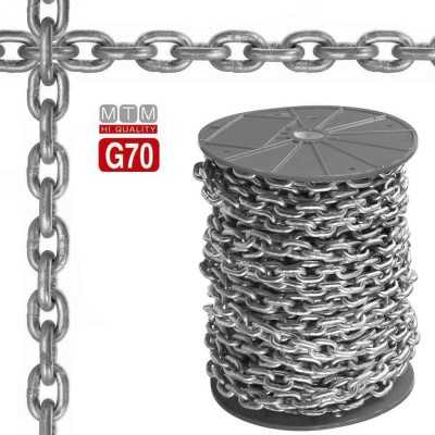 DIN766 G70 Galvanised steel calibrated chain 8mm 75m for winches MT011070875