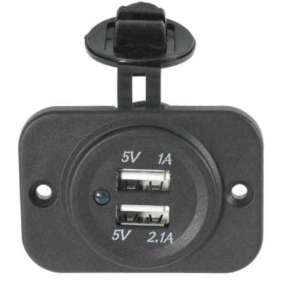 Presa con 2 connessioni USB e cappuccio Colore nero N50523027250-5%