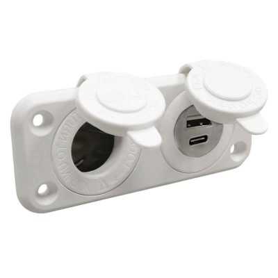 Presa accendisigari bianca 12/24V 5V 4.8A con doppia USB-A + USB-C N50523027256-18%