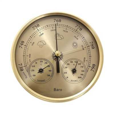 Barometer Thermo Hygrometer 128mm Gold for Boat Camping Home N101568005393