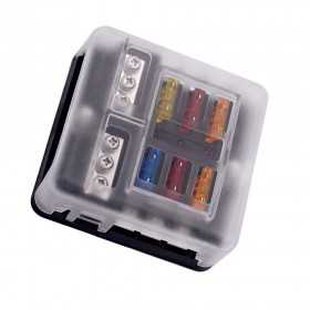 Portafusibili a 6 vie per fusibili lamellari automobilistici con indicatore LED OF012826-10%