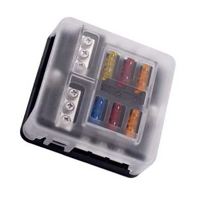 Portafusibili a 6 vie per fusibili lamellari automobilistici con indicatore LED OF012826-10%