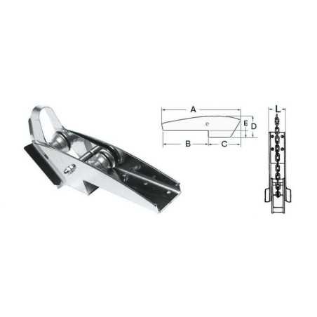 StainleStainless Steel Steel Seesaw Bow Roller for Anchors max 20kg 416x230x186mm StainleStainless Steel SteelPulley OS0133700