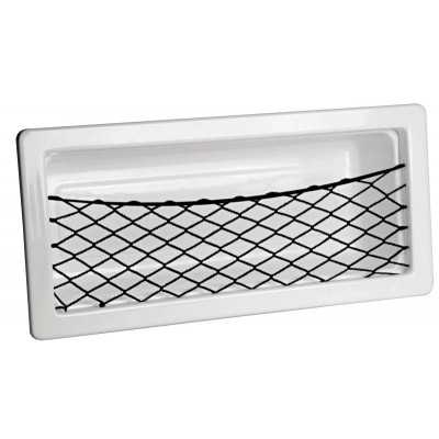 White ABS side object holder 540x244mm with elastic net and caps D.120mm OS2002560