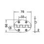 Stainless steel Oval hinge 78x56x2mm with overhanging knuckle OS3845101