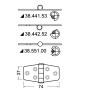 Stainless steel shiny hinge 72x39 mm OS3844153