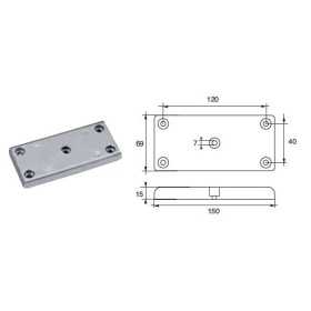 Plate Zinc anode for flaps and rudders L. 69 mm N80605930240