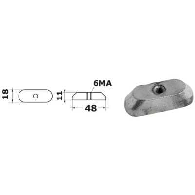 Anodo di Zinco a Piastrina 41811-98500 SUZUKI 9,9 - 15 Hp 4 Tempi OS4390335-18%